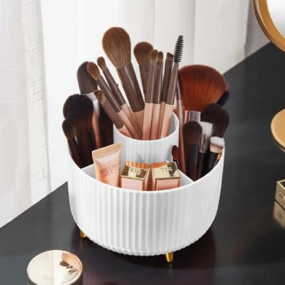 boite rangement maquillage Organisateur maquillage blanche aux pieds dorés