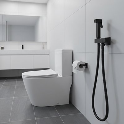 Douchette toilette noire, fixation murale