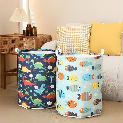 Panier à linge en tissu motifs dinosaures ou poissons
