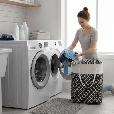 Panier linge pliable en tissu imperméable, stable, grand format, haut