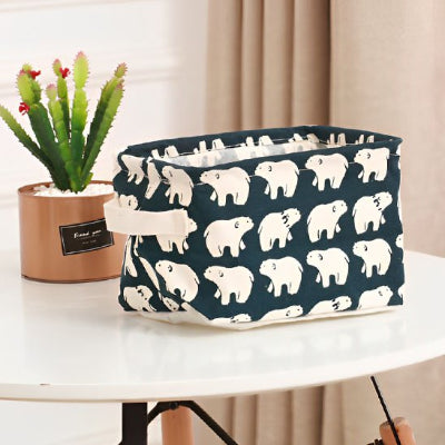 paniers de rangement motifs ours polaire blanc pour salle de bain