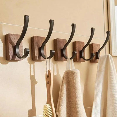 patere Auto-adhésif nouveau Simple crochet carré en bois massif noyer suspendu