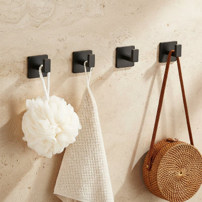 porte manteau salle de bain Crochet noir adhésif carré
