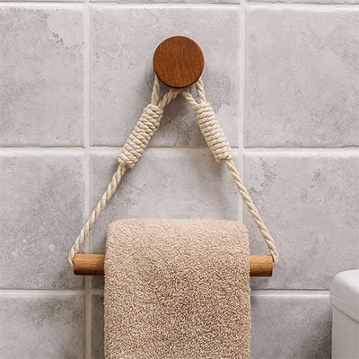 Porte papier toilette bois avec cordage, sans clous avec corde, triangulaire
