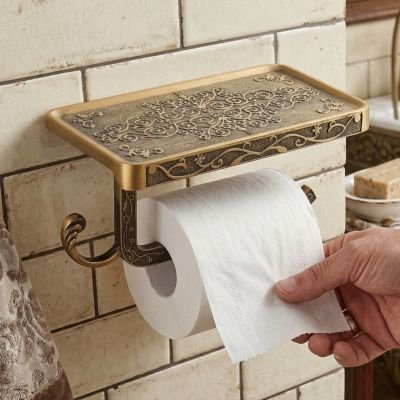 Porte papier toilette, fixation adhésive Vintage classique Antique en laiton