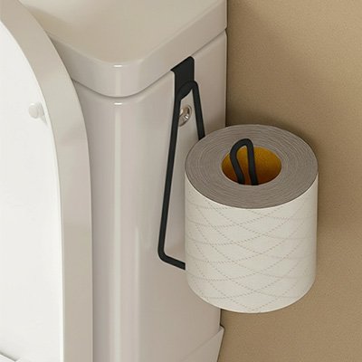 Porte papier toilette noir avec crochet Ă accrocher sur les toilettes