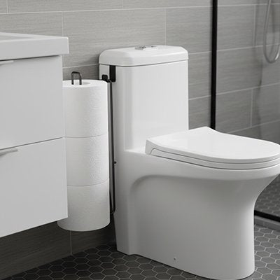 Porte papier toilette noir en fer avec crochet Ă suspendre aux toilettes