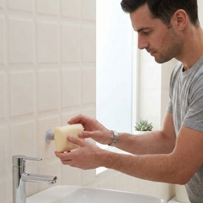 Porte savon mural suspendu amovible pour salle de bain et douche Ă ventouse