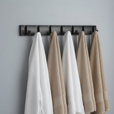 porte serviette mural salle de bain, crochets pliants gris noir
