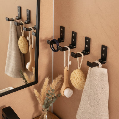 porte serviette salle de bain Crochet mural, noir, pliable