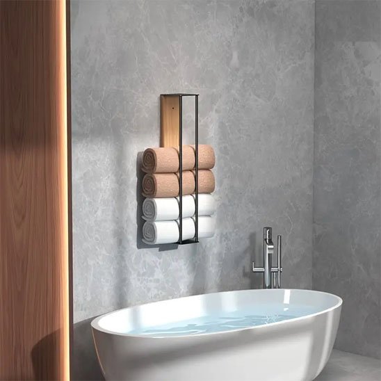 Porte serviette salle de bain verticale pour enrouler les serviettes