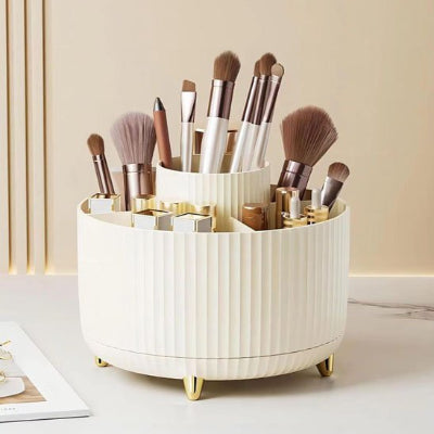 rangement maquillage, Cylindre de pinceau de maquillage, rotatif à 360 °, blanc