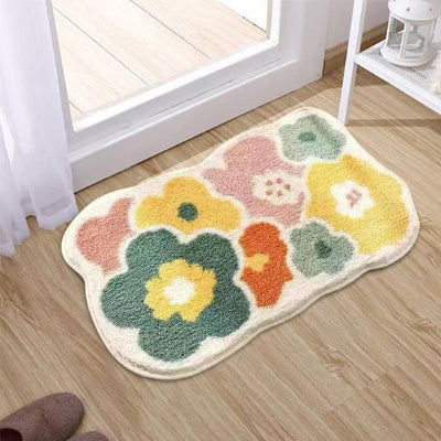Tapis absorbant de salle de bain épais doux fleuri absorbant antidérapant