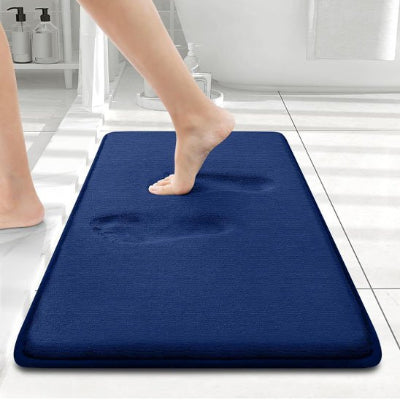 Tapis antidĂ©rapant salle de bain absorbantâ grand rectangle bleu foncĂ© trĂšs moelleux