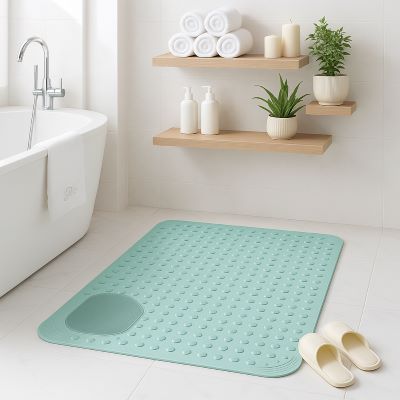 tapis antidérapant salle de bain rectangle vert en pvc lavable