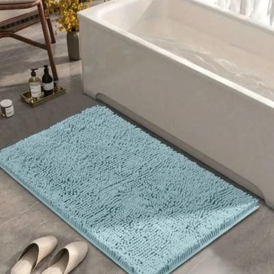 Tapis de bain pour salle de bain rectangulaire absorbant en microfibre