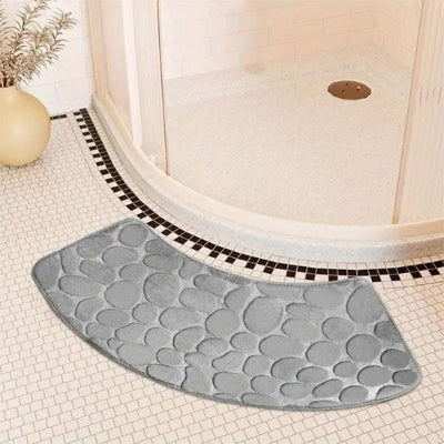 Tapis de douche gris épais absorbant antidérapant incurvé