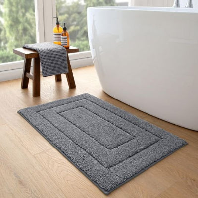 tapis salle de bain antidérapant grand rectangle avec uni en fourrure, doux et absorbant, en microfibre,