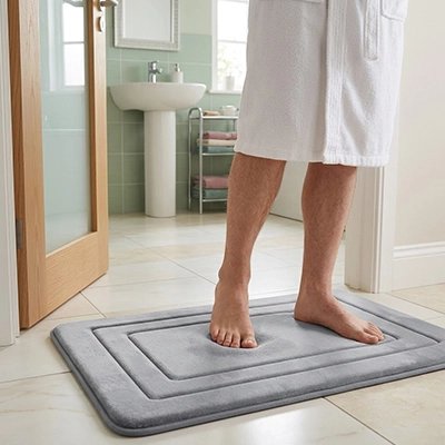 Tapis salle de bain Super doux et confortable en velours corail, uni gris clair