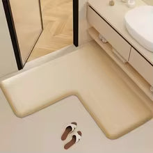 Tapis de salle de bain en forme de L beige