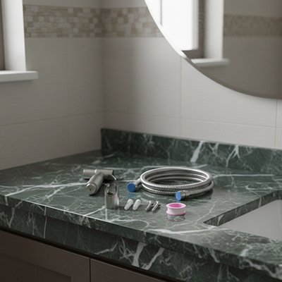 barre pour rideau de douche, Douchette toilette inox