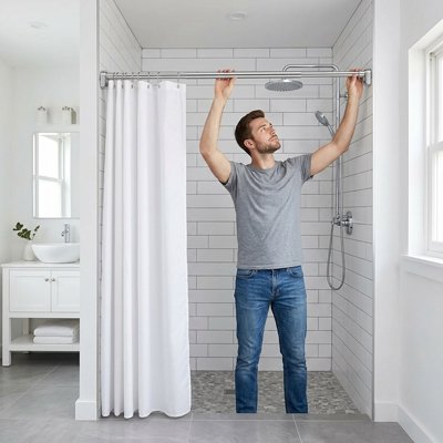 Barre pour rideau de douche grise