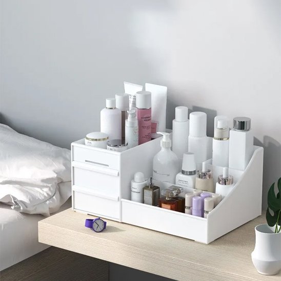 boite maquillage rangement, blanc, système de tiroir, et compartiments, Léger et portable,