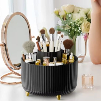 boite rangement maquillage, pied doré, Organisateur maquillage noire