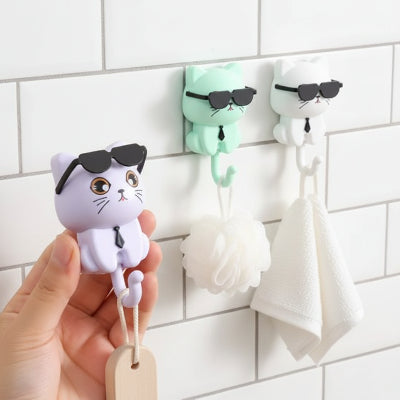 Crochets muraux, pratique et légers ,  mignon en chat portant des lunettes de soleil