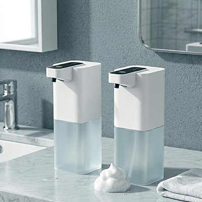 Distributeur automatique de savon blanc et transparent, sans contact, rechargeable par USB avec capteur infrarouge