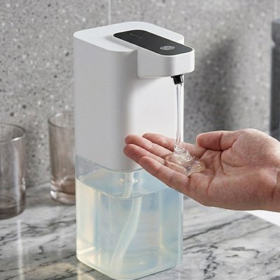 Distributeur automatique de savon liquide, blanc et transparent, sans contact, rechargeable