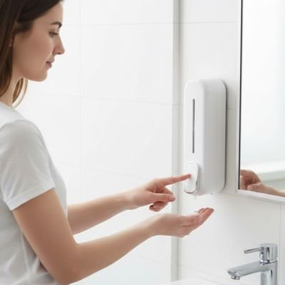 Distributeur automatique de savon mural blanc récipient de Lotion avec indicateur transparent de niveau