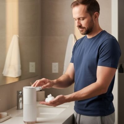 Distributeur de savon automatique​ de mousse rechargeable type C élégant