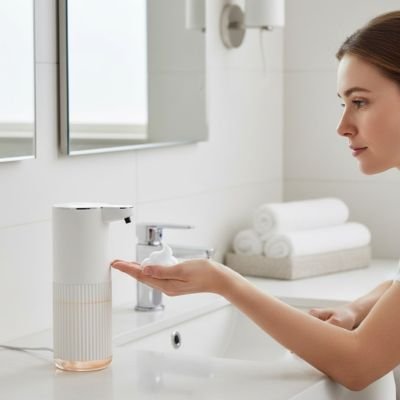 Distributeur de savon automatique​ en mousse blanc hygiénique design