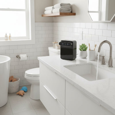 Distributeur de savon automatique noir Double distributeur savon ou gel, à poser sur le rebord