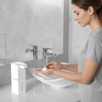 Distributeur de savon de mousse ou de liquide hygiénique blanc automatique 