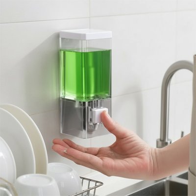 Distributeur de savon liquide mural transparent manuel