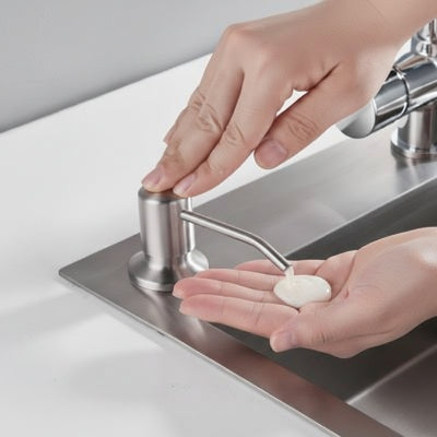 Distributeur de savon, liquide pompe en acier inoxydable, à pression manuelle, chrome