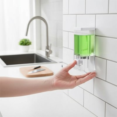 Distributeur de savon liquide transparent mural​ manuel 