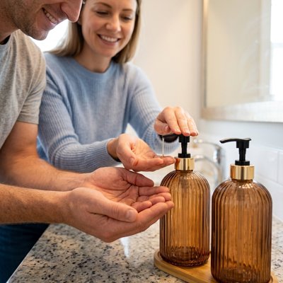 Distributeur de savon​ lot de deux bouteilles distributrices