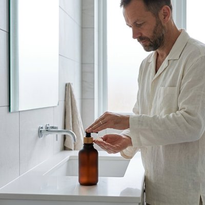 Distributeur de savon manuel et rechargeable marron transparent 