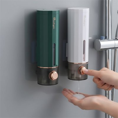 Distributeur de savon mural à pression blanc ou vert