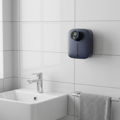 Distributeur de savon mural bleu carré à mousse automatique 