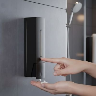 Distributeur mural de savon noir fixation facile système manuel avec niveau de liquide 