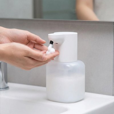 Distributeur savon mousse à infrarouge blanc, grande contenance, sans contact 