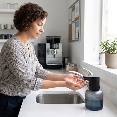 Distributeur savon mousse à infrarouge noir transparent grande contenance, sans contact