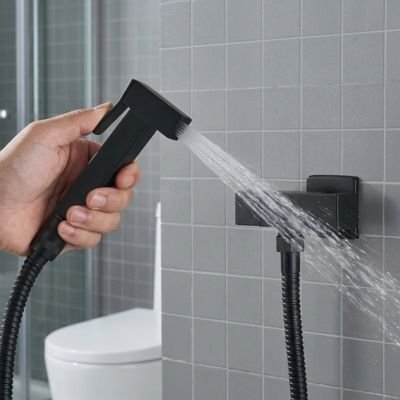 Douchette de toilette, robinet Bidet toilette pulvérisateur, noir, manche cubique