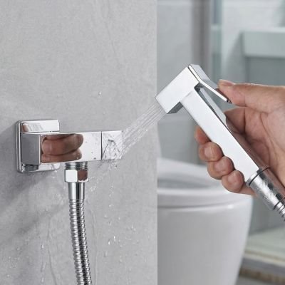 Douchette de toilette, robinet Bidet toilette pulvérisateur, chrome, non extensible, manche cubique