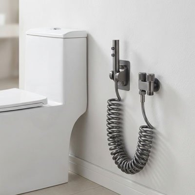 Douchette pour toilettes gris foncé moderne double bouton