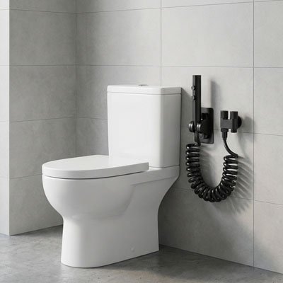 Douchette pour toilettes noir moderne double bouton